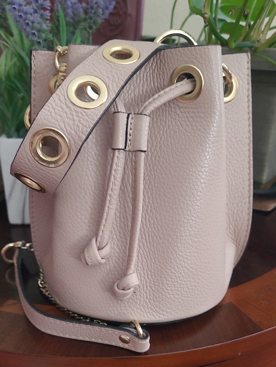 Handbags - NWOT Beige Bucket Bag with Gold Hardware